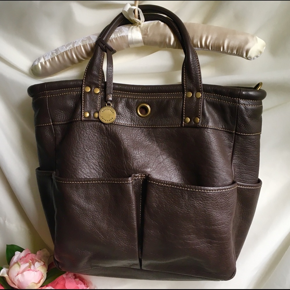 Levenger St Tropez Dk Brown Leather Tote Work Bag